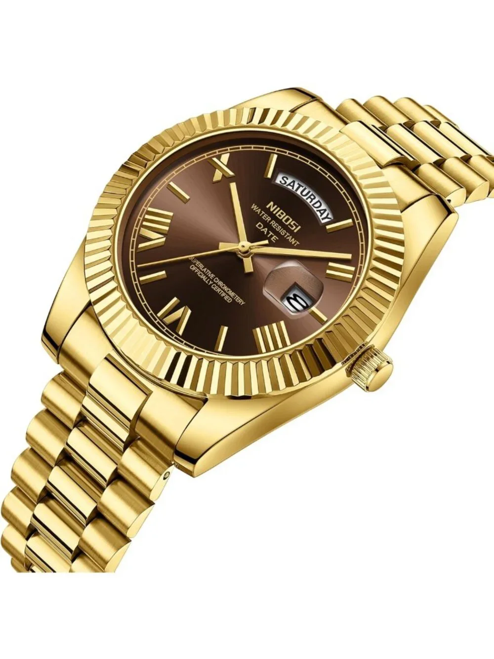 Stylish Men's Analog Quartz Watch, Rose Gold Stainless Steel, Waterproof, Luxury